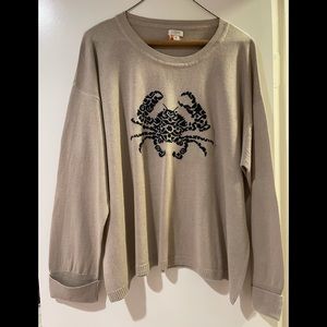 XL JCrew khaki/navy crab sweater